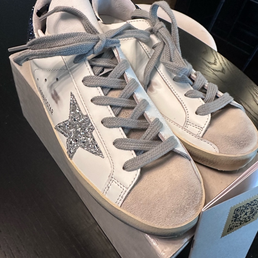 Golden Goose Classic Super Star with Spur Women's White and Silver Star Sneakers